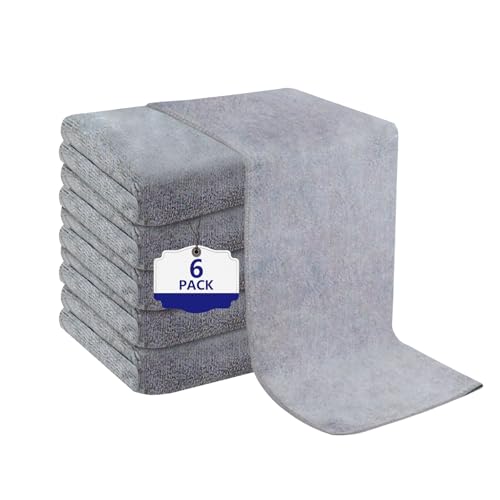 Puomue Grey Salon Towels, Super Soft and Absorbent Microfiber Hair Towel for Salon, Bath, Spa, Pool and Home, 27 inch X 16 inch (Grey - 6 Pack) - color: Grey - 6 Pack