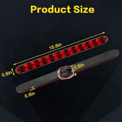 16Inch 11 LED Red Trailer Brake Tail Light, 2 Pack Stop Turn Brake 3rd Light Strip for Truck Trailer Boat RV Golf Cart UTV ATV