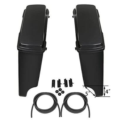 SLMOTO 5" Motorcycles Saddle Bags Stretched Hard Saddlebag Bag Fit For 1993-2013 Touring Models Road King Road Glide Street Glide Electra Glide Ultra-Classic FLT FLHT Unpainted Black - color: Unpainted