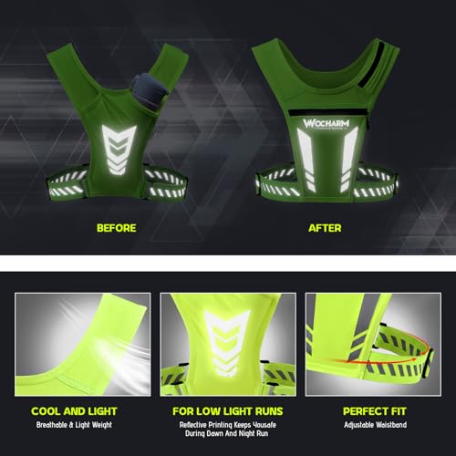 Reflective Vest Chest Phone Holder, Adjustable Hydration Training Workout Gear for Nighttime Running Biking - color: Fluorescent green