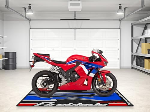 Parking Mat for CBR 1000RR Fireblade Motorcycle Model, Display and Pit Mat, Washable Non-Slip Garage and Showroom Floor Carpet (Black, Size 2: 102 x 47/260 x 120 cm) - size: 3'11" x 8'6" (Oblong)