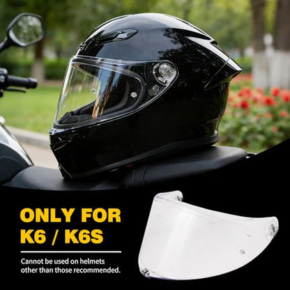 K6 Helmet Shield Visor Replacement Face Shield Compatible with K6 K6S Motorcycle Helmet Accessories (Clear) - color: Clear