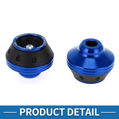 Motorcycle Front Fork Frame Slider Falling Protection Wheel Crash Protector Scooter Moped Aluminum Alloy Blue 2 Pcs - color: Blue