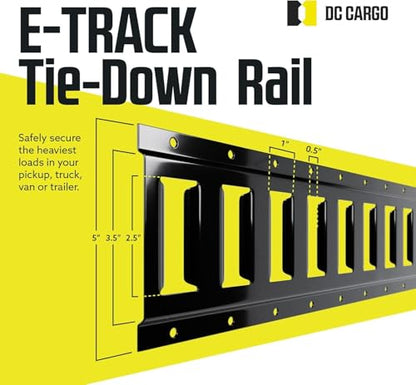 DC Cargo Mall E Track Tie Down Rail Kit 10' (12 Pack) for Garages, Vans, Trailers, Motorcycle Tie Downs, ATV Mountings - Powder-Coat Black - Secure Cargo & Heavy Loads Up to 2,000 lbs - size: 12-pack