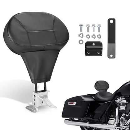 Motorcycle Quick Release Plug-in Driver Backrest Fit For Harley Touring Road King Glide 2009-2026 Adjustable Detachable Rider Pad with Mounting Kit (Black String)