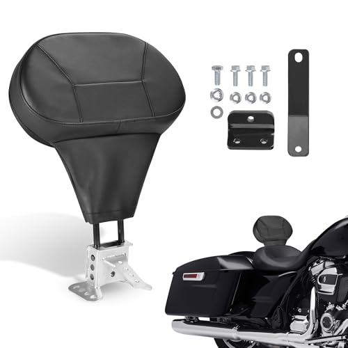 Motorcycle Quick Release Plug-in Driver Backrest Fit For Harley Touring Road King Glide 2009-2026 Adjustable Detachable Rider Pad with Mounting Kit (Black String)