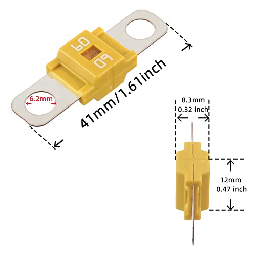 BOJACK 60 Amp AMI/Midi Fuse Holders and High Current Bolt-on Midi Fuses 60A for Cars Trucks Vehicles (Pack of 2 - style: 60 A