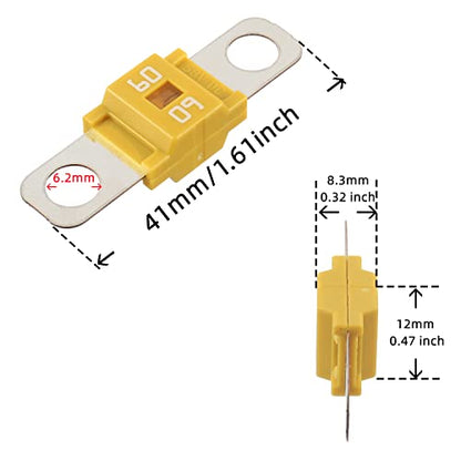 BOJACK 60 Amp AMI/Midi Fuse Holders and High Current Bolt-on Midi Fuses 60A for Cars Trucks Vehicles (Pack of 2 - style: 60 A