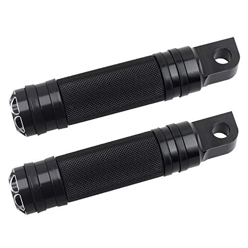 NTHREEAUTO Black Mounting Footpegs, Male Billet Footrests, Motorcycle Passenger Pedals Compatible with Harley Sportster, Dyna, Road King - color: Black-2