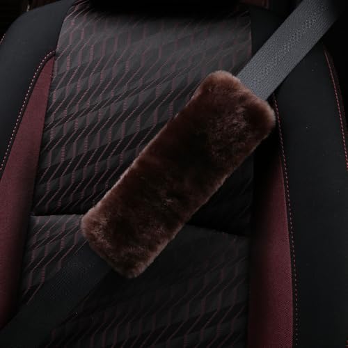 Soft & Cozy Australian Sheepskin Car Seat Belt Covers,2 Pack Fluffy Seatbelt Pads, Genunie Sheepskin Fur Shoulder Straps Cushions for Adults Kids Women and Men (Mocha) - color: Mocha