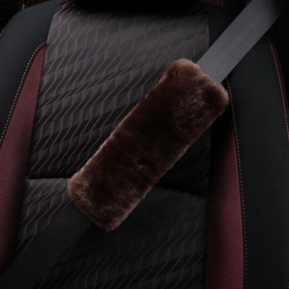 Soft & Cozy Australian Sheepskin Car Seat Belt Covers,2 Pack Fluffy Seatbelt Pads, Genunie Sheepskin Fur Shoulder Straps Cushions for Adults Kids Women and Men (Mocha) - color: Mocha