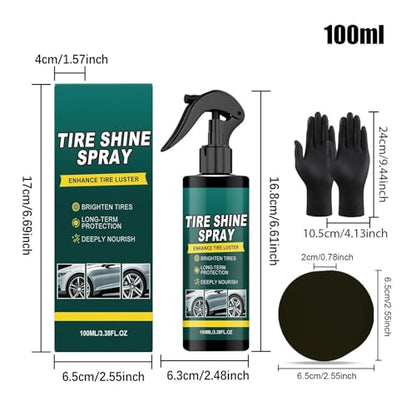 Tire Cleaner and Shine, Protective Layer Formation, 100ml, Auto Detailing Tool, Car Wheel and Tire Maintenance Spray, with Sponge Gloves, for Sedan, Truck, RV, Motorcycle, Scooter, ATV