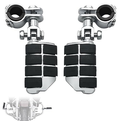 FOVPLUE 1",1.25"Highway Footpegs, Adjustable Highway Peg w/Clamp for Harley Touring Softail Dyna Sportster models w/25mm-32mm Engine Guard/Tubing, CHROME#2 - color: Chrome For Lion Paw Style