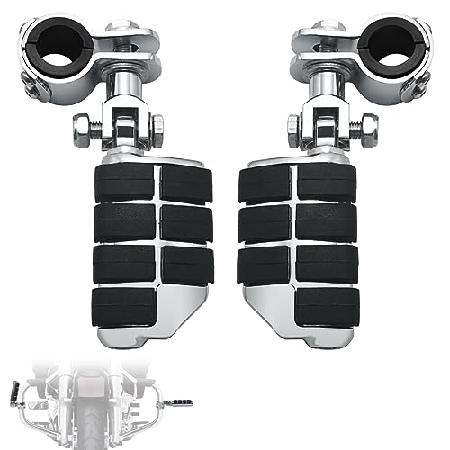 FOVPLUE 1",1.25"Highway Footpegs, Adjustable Highway Peg w/Clamp for Harley Touring Softail Dyna Sportster models w/25mm-32mm Engine Guard/Tubing, CHROME#2 - color: Chrome For Lion Paw Style
