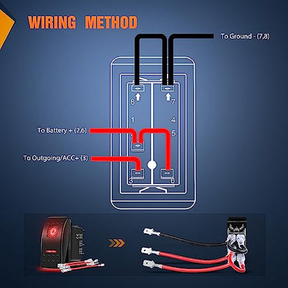 Nilight 3 Pack Rocker Switches with Night Glow DIY Stickers On Off 5 PIN SPST LED Light Red Backlit 12V/24V Toggle for Cars Trucks RVs Boats Auto Motorcycles - color: Red 3 PCS