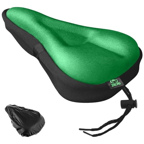 Zacro Bike Seat Cushion - Gel Padded Bike Seat Cover for Men Women Comfort, Extra Soft Exercise Bicycle Seat Compatible with Peloton, Outdoor & Indoor Bike Saddles - color: Green, style: Small