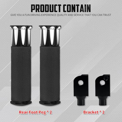 Motorcycle Passenger Foot Pegs Rear Footrest Fit for Softail Breakout 114 FXBR Deluxe FLFB Low Rider FXLR Street Bob FXBB FXDR LiveWire (Black) - color: Black