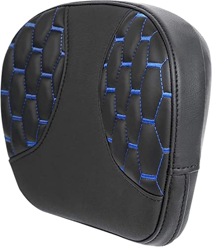 C.C. RIDER Sissy Bar Passenger Backrest Pad For Harley Touring Softail CVO Road Glide Street Glide Road King Electra Glide Softail Street Bob - color: Sissy Bar-Blue Stitching