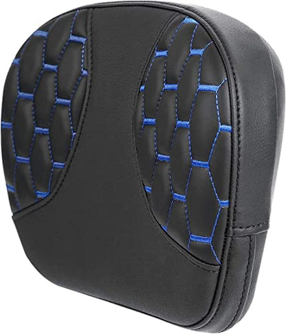 C.C. RIDER Sissy Bar Passenger Backrest Pad For Harley Touring Softail CVO Road Glide Street Glide Road King Electra Glide Softail Street Bob - color: Sissy Bar-Blue Stitching