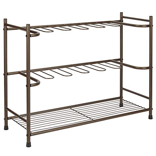 mDesign Boot Storage & Organizer Rack, Space-Saving Holder for Rain, Riding, Dress Boots - Holds 6 Pairs - Modern Design, Sturdy Steel - Espresso Brown - color: Espresso