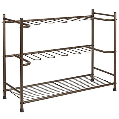 mDesign Boot Storage & Organizer Rack, Space-Saving Holder for Rain, Riding, Dress Boots - Holds 6 Pairs - Modern Design, Sturdy Steel - Espresso Brown - color: Espresso