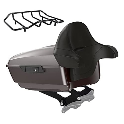 Advanblack King Tour Trunk Pack, Black Mount Bracket & Top Luggage Rack Fit for 2009-Later Harley Touring, Road Glide, Street Glide Special, Road King, Electra Glide (Billet Silver) - color: Billet Silver