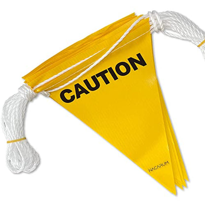 OSHA 500LB Rated Flags Caution String Pennants Warn of Rooftop, Hazardous Areas, Traffic Control. Marking Construction Sites.(37FT String) - size: 7"x10"x37Ft, style: Yellow Caution