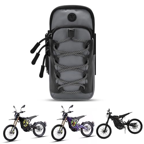 VEXAR-X Dirt Bike Storage Bag 1680D Ballistic Nylon Motorcycle Storage Bag Water Resistant Ebike Bag Utility Pouch for Electric Motorcycle Handlebar Frame Phone Keys Tools - color: Gray