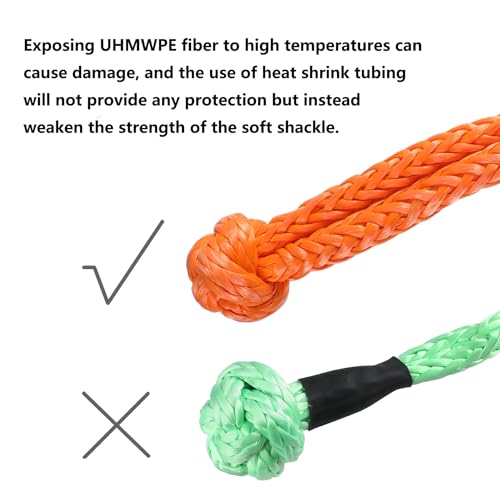 Ucreative 2Pcs Synthetic Soft Shackle 1/2 Inch x 22 Inch (56,000lbs Breaking Strength) with Extra Sleeves (Orange) - color: Orange