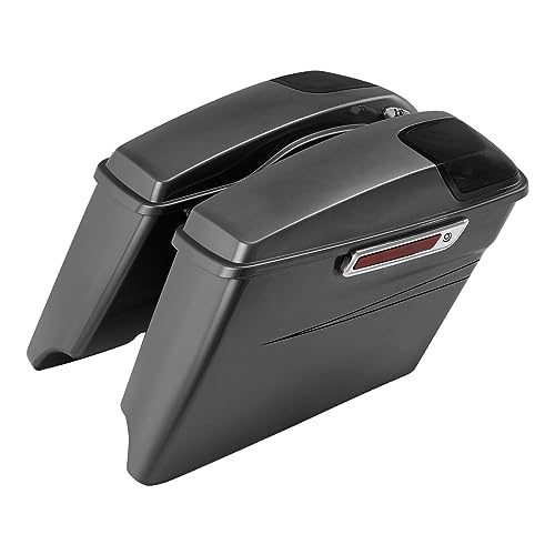 HR3 Charcoal Pearl 4" Stretched Hard Saddlebags w/Speaker Lids Compatible with 2015 Street Glide Special FLHXS (Replace for OEM) - color: Charcoal Pearl
