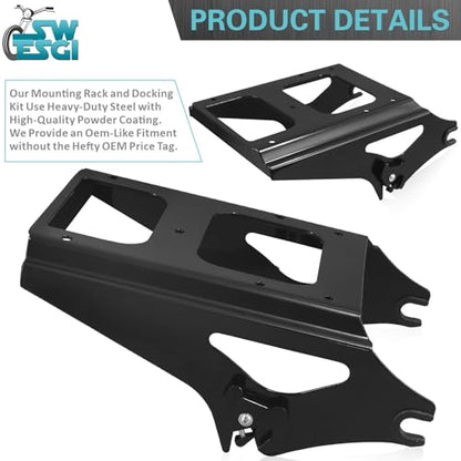 Detachable Two Up Tour Trunk Mounting 09-13 2-Up Tour Trunk Mounting Rack Compatible Harley Davidson Touring Street Glide Road King Road Glide Electra Glide (2009-2013 Rack Black) - color: 2009-2013 Rack Black