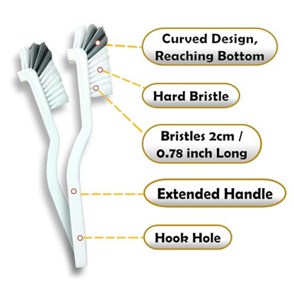 Betanull Crevice Cleaning Brush Set, Multi-Purpose Hard Bristle Brushes for Deep Cleaning Kitchen, Bathroom, Grout, Sink, Cup, Teapot, Bottle, Blender, Corners, Tight Spaces & More