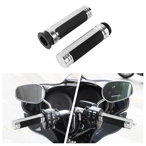 Motorcycle Hand Grips Handlebar Grips Fit for Harley Touring 2008-2025 Trike 2008-2025 Softail 2016-2024, 1 Inch Electronic Throttle Hand Grips - color: Chrome
