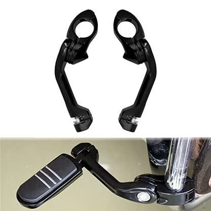 Motorcycle 32mm 1.25" Long Angle Highway Pegs Mount Kit Fits For Harley Touring Road King Street Glide Road Glide Electra Glide Softail Dyna Sportster XL 883 For 1-1/4" Engine Guards Black
