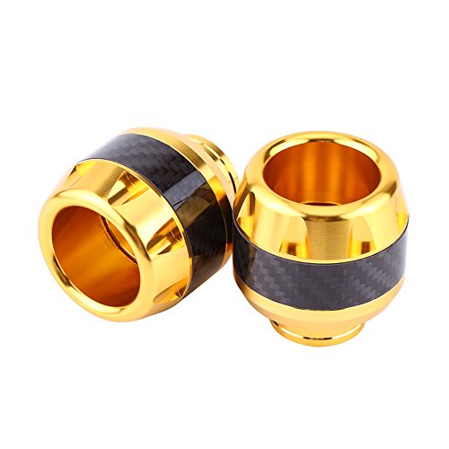 1 Pair Front Fork Frame Sliders, Carbon Fiber Motorcycle Front Fork Frame Sliders Wheel Crash Motorbike Falling Scooter Moped (Gold) - color: Gold