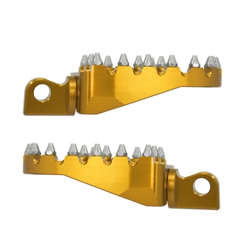 CNC MX Style Wide Foot Pegs with 360° Roating Compatible with Harley Dyna Softail Fatboy Sportster Iron 883 Chopper Bobber Models Gold - color: Gold with Cone Spikes