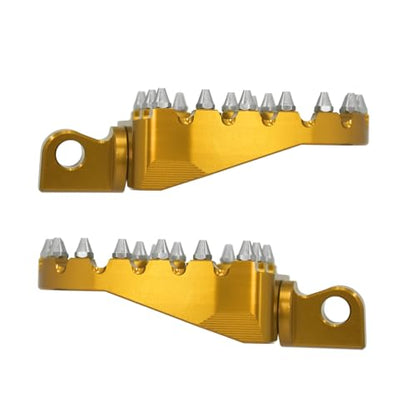 CNC MX Style Wide Foot Pegs with 360° Roating Compatible with Harley Dyna Softail Fatboy Sportster Iron 883 Chopper Bobber Models Gold - color: Gold with Cone Spikes