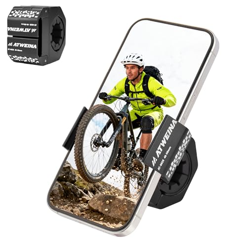 Bike Handlebar Mounts for 4.5-7.1 Phones (Black) | 360 Degrees Rotate Aluminum Alloy Frame Half-Enclosure Design - color: Black