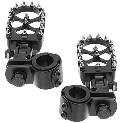 Motorcycle Foot Peg Pedals，Highway Footrest, 1.25 inch Crash Bars Footpegs Fit for Harley Touring Honda Kawasaki Suzuki Yamaha (Short Size) - size: Short Black