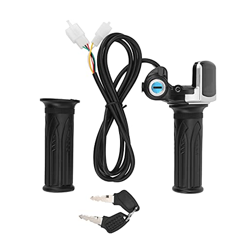 Throttle Handle Grips,Electric Bike Twist Throttle Grip Lock Key Set LED Indicator for Motorcycle Scooter 48V