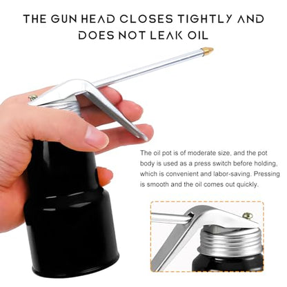 8OZ/250ML Capacity Pump Oiler Can with Handle & Metal Straight Spout, High Pressure Hand Pump Oiler, Ideal for Auto, Home, Motorcycles, Industrial & Mechanical Use, Prevent Corrosion, 0.35 lb