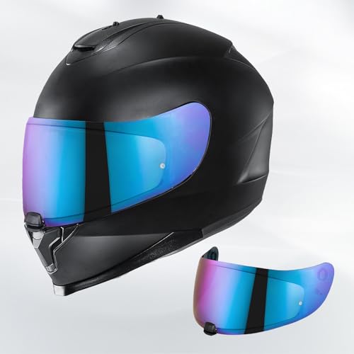 C70 Helmet Visor Replacement Face Shield Compatible with C70/ HJ20M/ FG-17/ FG-ST/IS-17 Motorcycle Helmets (Rainbow) - color: Rainbow