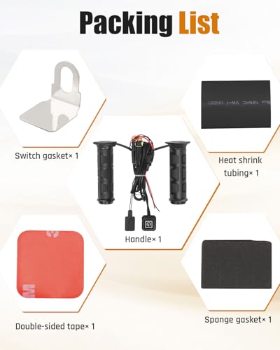 Lock on Heated ATV Grips, ATV Heated Grips and Thumb Warmer, 3 Heat Settings 7/8 12V Electric Heating Handlebar Grips