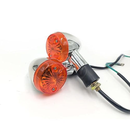 2pcs Motorcycle Turn Signals Chrome Bullet Front Rear Amber Blinker Lights Indicator Compatible with Honda Harley Kawasaki Suzuki Yamaha ATV