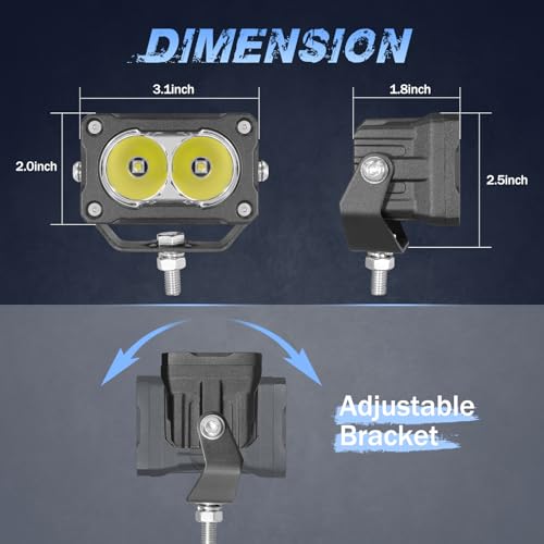 LED Pods, 2Pcs 40W 3 Inch Driving Lights Off Road Spot Lights Small LED Fog Light Pods Reverse Bumper Light for Truck Motorcycle UTV ATV Boat Surron - color: White Spot Lights