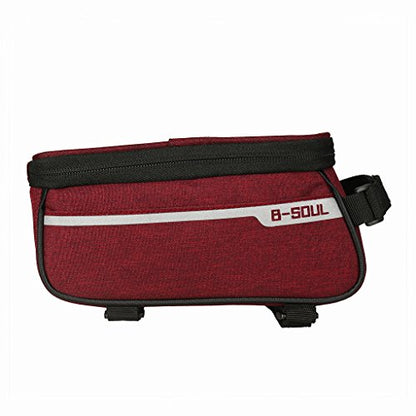 Bike Front Frame Bag,Bike Phone Mount Bag Touch Screen Phone Case Holder Cycling Top Tube Frame Bag Storage Handlebar Bag for Phone Below 6.8 Inch,Red