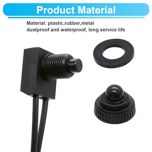 TWTADE 2PCS Waterproof RV Push Button Switch 12V ON/Off SPST Switch for Motorcycle/Auto Car Bathroom Fan with 4.5'' Lines KP-107 - size: 2 PCS