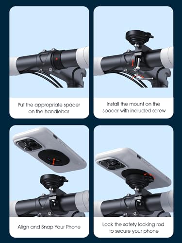 sincetop Bike/Motorcycle Phone Mount - Series Q [ Quad ] - Bicycle Handlebar Aluminum Cell Phone Holder - Quick Lock & Release - Compatible with Moto/Mountain/Road/Electric Bikes, and Scooters - size: SE - Standard, style: [SE] Handlebar Mount - Series Q