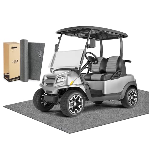 10L0L Golf Cart Garage Floor Mat 8.85x5.0 ft - Oil Absorbent Waterproof Slip-Resistant Mat for Yamaha Club Car EZGO ATV UTV Motorcycle, Grey - color: Grey