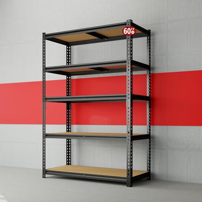 Heavy Duty Garage Shelving,5-Tier Garage Storage Shelves,2400LBS Storage Shelves Heavy Duty,Adjustable 5 Tier Shelving Unit,Heavy Duty Shelving for Garage Storage Warehouse,28''×12''×60'' - size: 60" H x 28" W x 12" D